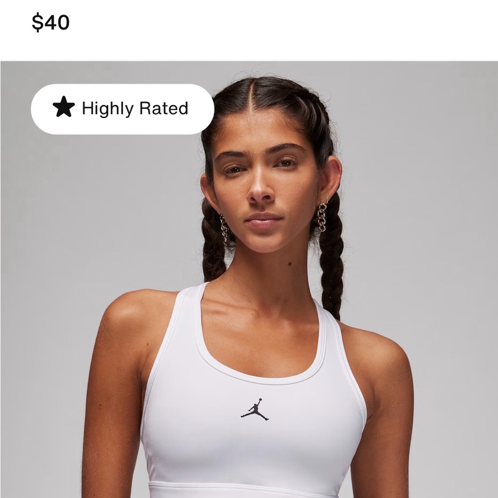Nike White Sports Bra with Black Logo